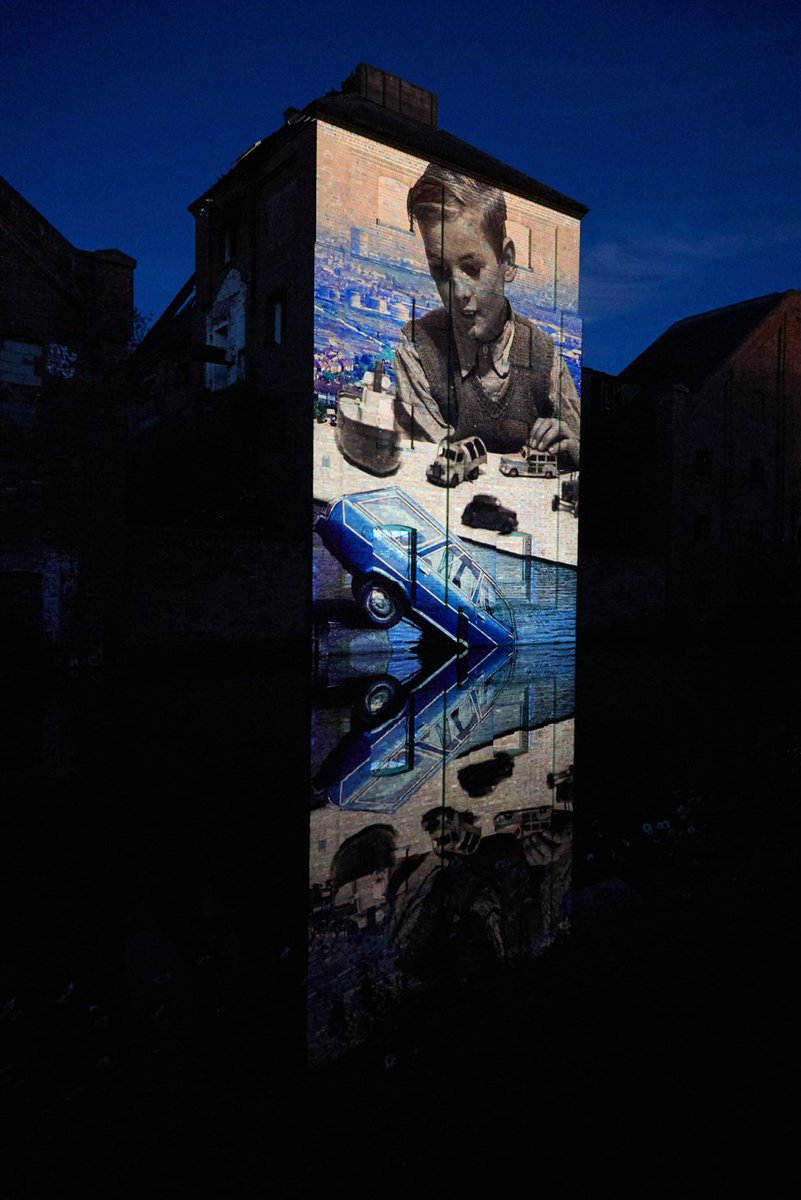 Out of Time by Mark Murphy.Public Projection, Oldbury, West Midlands. 2019Created for ‘Blast! festival of photography walks and talks& #39;.© Mark Murphy 2019. @moif_collage