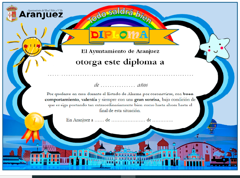 Ayto_Aranjuez's tweet photo. Para descagar un diploma para los más peques de la casa por su buen comportamiento.

Pincha aquí👇
https://t.co/B5uljL9wOk https://t.co/htQRCdZz0F