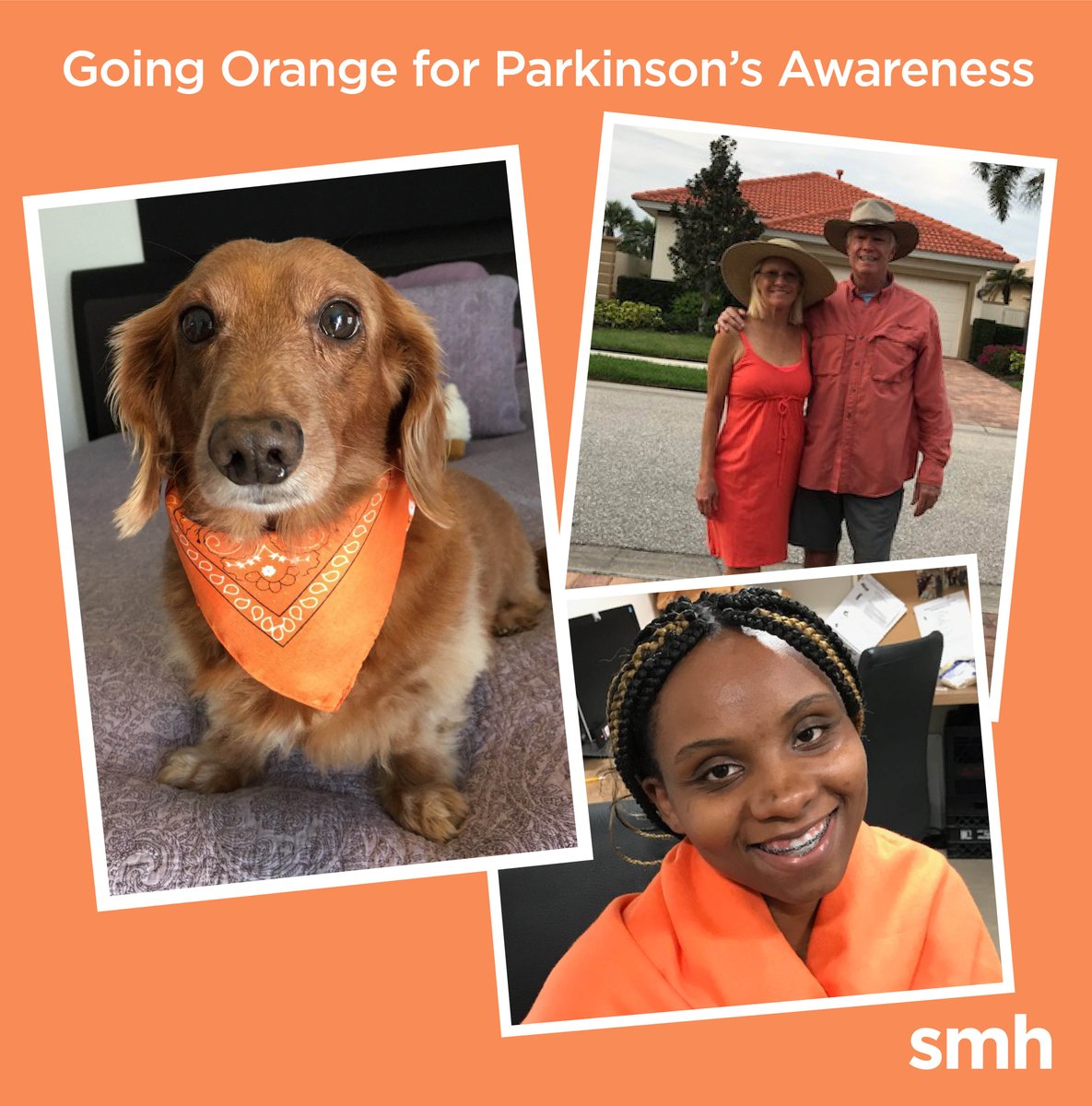 SMHCS's tweet image. #TeamSMH is joining #NeuroChallenge  in &quot;Painting the Town Orange&quot; today! The #smhRehab team &amp;amp; loved ones are donning orange in honor of #ParkinsonsAwareness! Neuro Challenge now offers 40+ free online programs for the Parkinson&apos;s community! More @ NeuroChallenge.org.