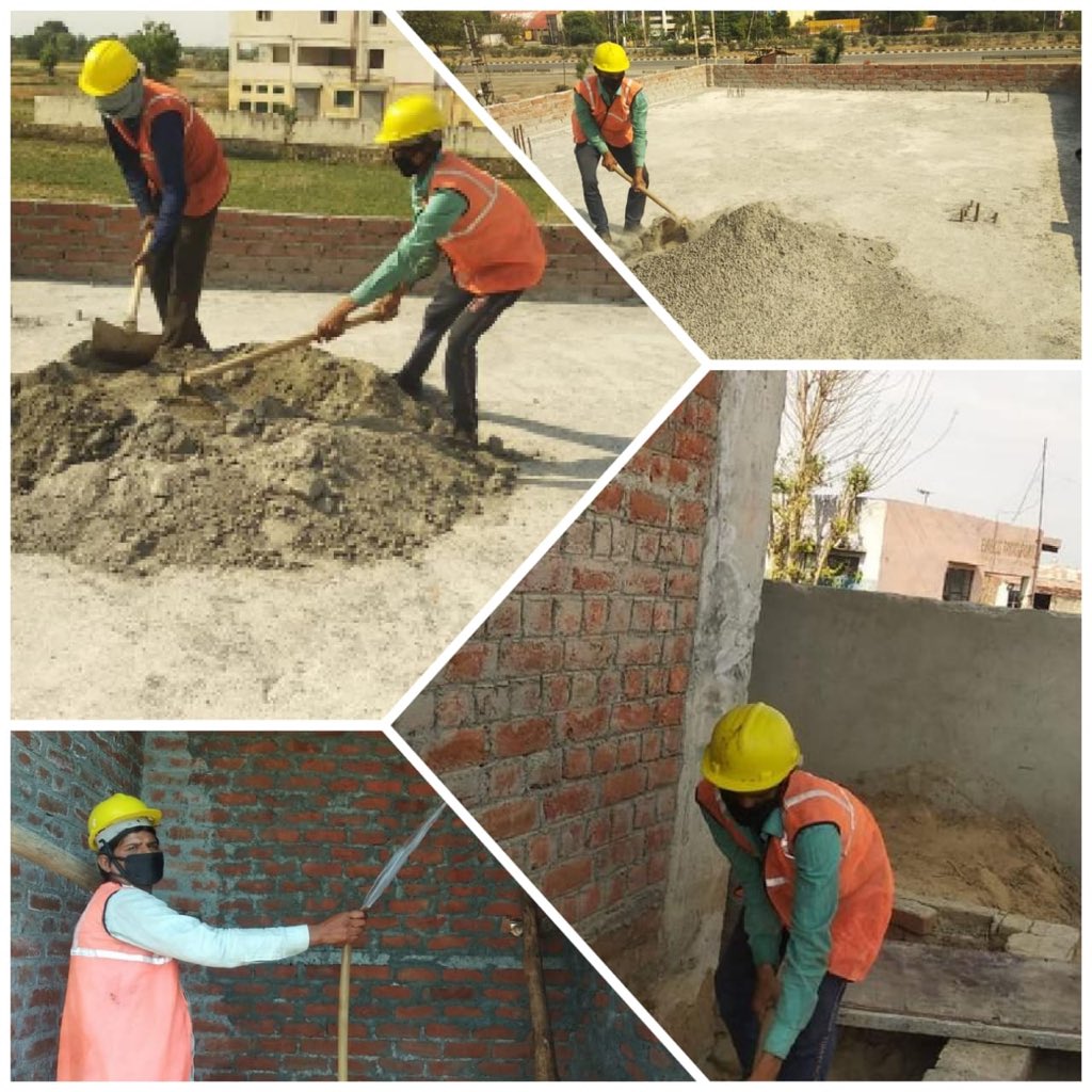 HPCL's tweet photo. Keeping present safe and healthy, HPCL has already started its preparations for a better future! With lockdown restrictions partially lifted, retail outlet construction also began across the country #TogetherWeCan #GettingBackStronger #IndiaFIghtsCorona #StayHomeStaySafe https://t.co/MZxHCwDCu7