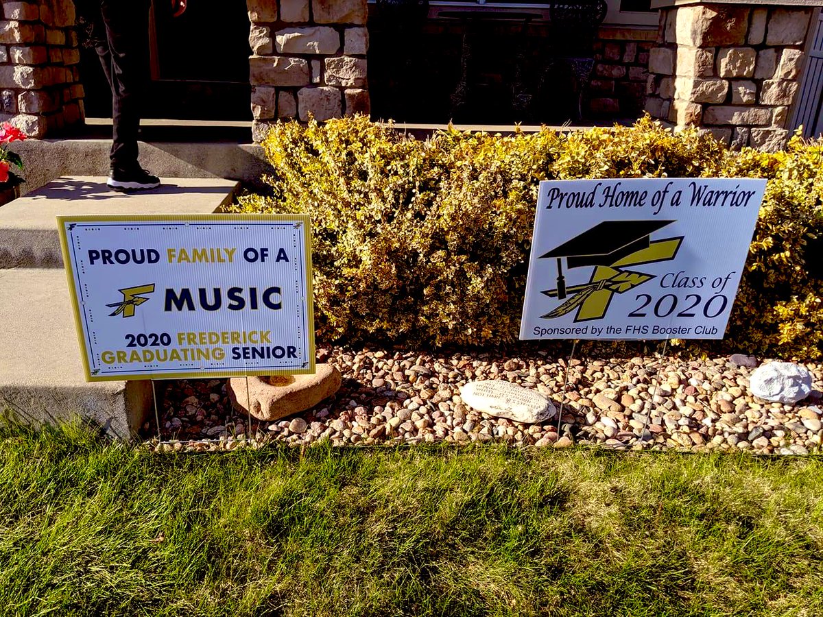The #FHS #music department wanted to do something extra special for our seniors, so my brilliant colleagues came up w/ the idea to create lawn signs! I designed, they delivered, and together we celebrated our seniors from a safe distance 🥳 #StVrainStorm #musicmatters #musiced