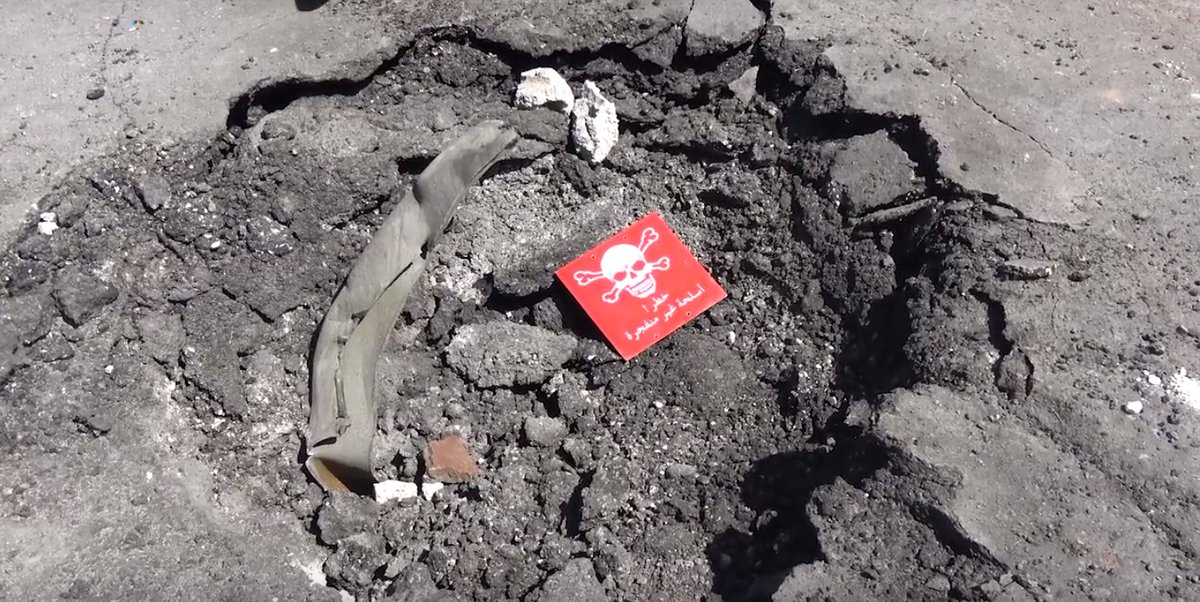 This new video also offered an answer questions about this piece of debris from Khan Sheikhoun, a folded piece of metal. Some had claimed it was a tube from a rocket or cylinder filled with Sarin, but this video indicated a more likely possibility.