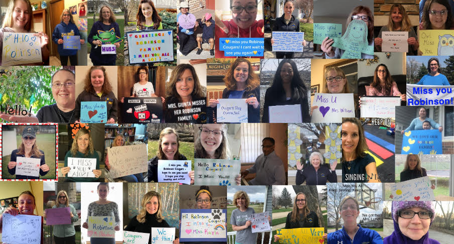 Here's to the students and families at Robinson Elementary! Everyone misses seeing your smiling faces each and every day! The Robinson team is sending out a message of love and care to all their students and families with a big hello and hug. #RobinsonElementary #BeloitProud