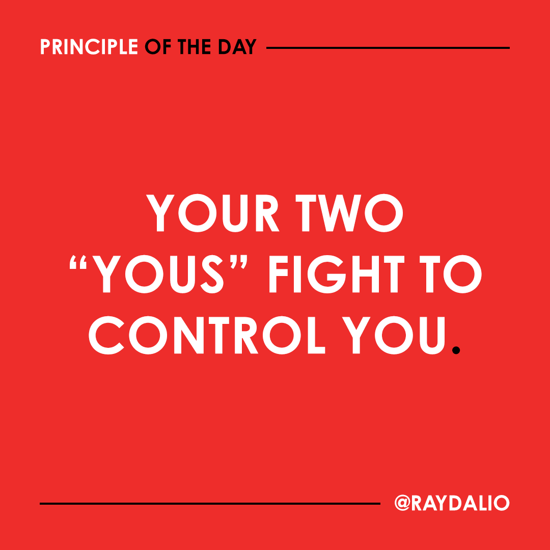 RayDalio's tweet photo. It’s like Dr. Jekyll and Mr. Hyde, though your higher-level you is not aware of your lower-level you. This conflict is universal; if you pay close enough attention, you can actually see when the different parts of a person’s brain are arguing with one another. #principleoftheday https://t.co/bcBhWI1OHg