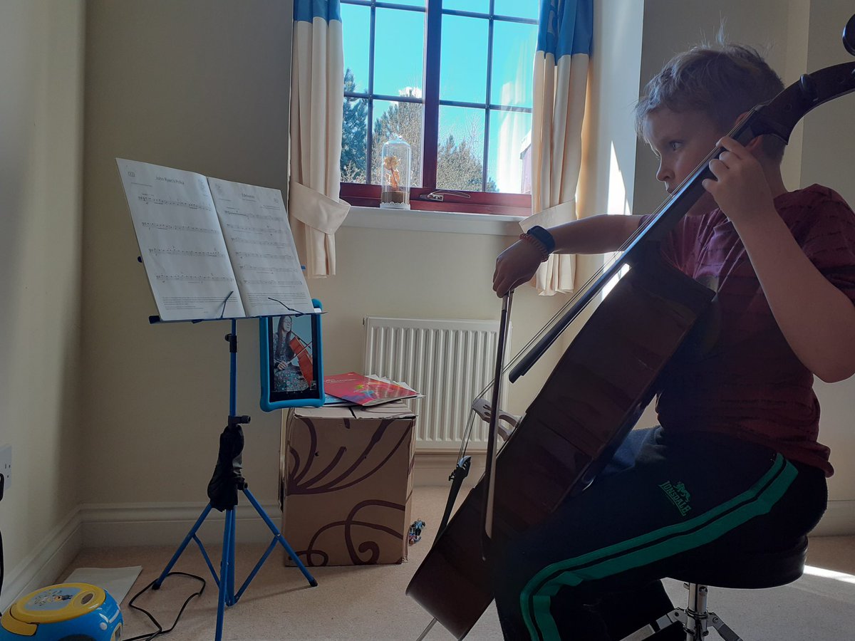 James having his remote ‘cello lesson today. Thank you, Mrs Holden! #cargilfieldconnected #cargilfiedathome