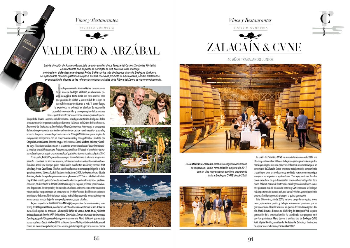RRestauradores's tweet photo. 🔝👉🏽🍷@bodegasValduero &amp; @Taberna_Arzabal🍽️ 
🔝👉🏽🍽️ @restzalacain &amp; @Cvne🍷
📰VICISSIM CONNUBIA
✍🏽 #VINOS Y #RESTAURANTES
📝 EXPERIENCIAS #RevistaRestauradores #RR
📚Publicado en #R243 ➡️ #MIXCELLANEOVS I #PRIMVLAVERIS MMXIX👏🏽👏🏽#Cheers🥂📝⤵️
📲https://t.co/MOWuYvQxqA https://t.co/HNEwfv1Ias
