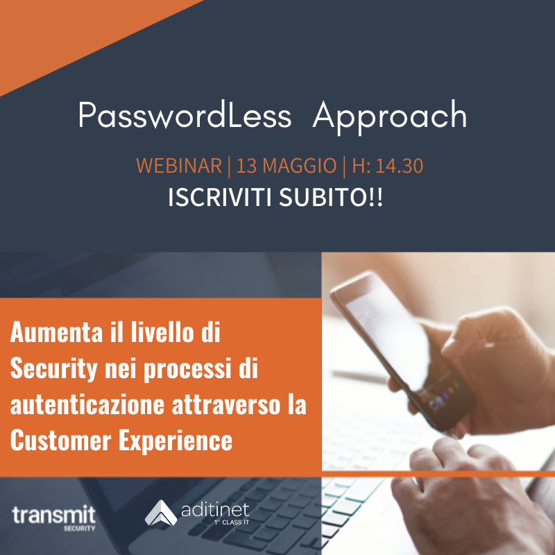AditinetConsult's tweet photo. Scopri di più su come migliorare la #CustomerExperience sui canali digitali, aumentarne il livello di #Security nella navigazione e ridurre i costi di gestione delle autenticazioni Cross-Channel. Iscriviti al webinar #Aditinet e @TransmitSec  qui: https://t.co/rY9Fj4pKhC https://t.co/MWEFnpDb72