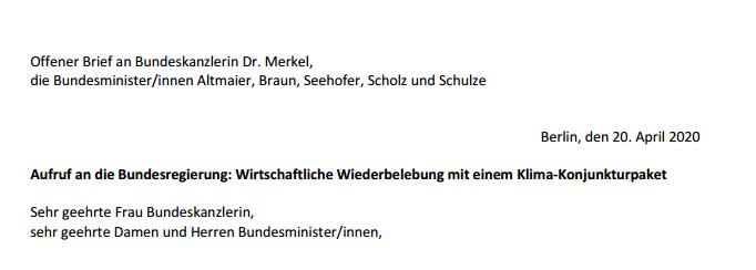 In der #Coronakrise die #Klimakrise nicht vergessen! 

Gemeinsam mit über 180 Organisationen und Unternehmen fordern wir in einem offenen Brief an die #Bundeskanzlerin und ihre Ministerinnen und Minister ein #Klimakonjunktur-Paket! <a href="/SvenjaSchulze68/">Svenja Schulze</a> 

Mehr: deneff.org/fileadmin/down…