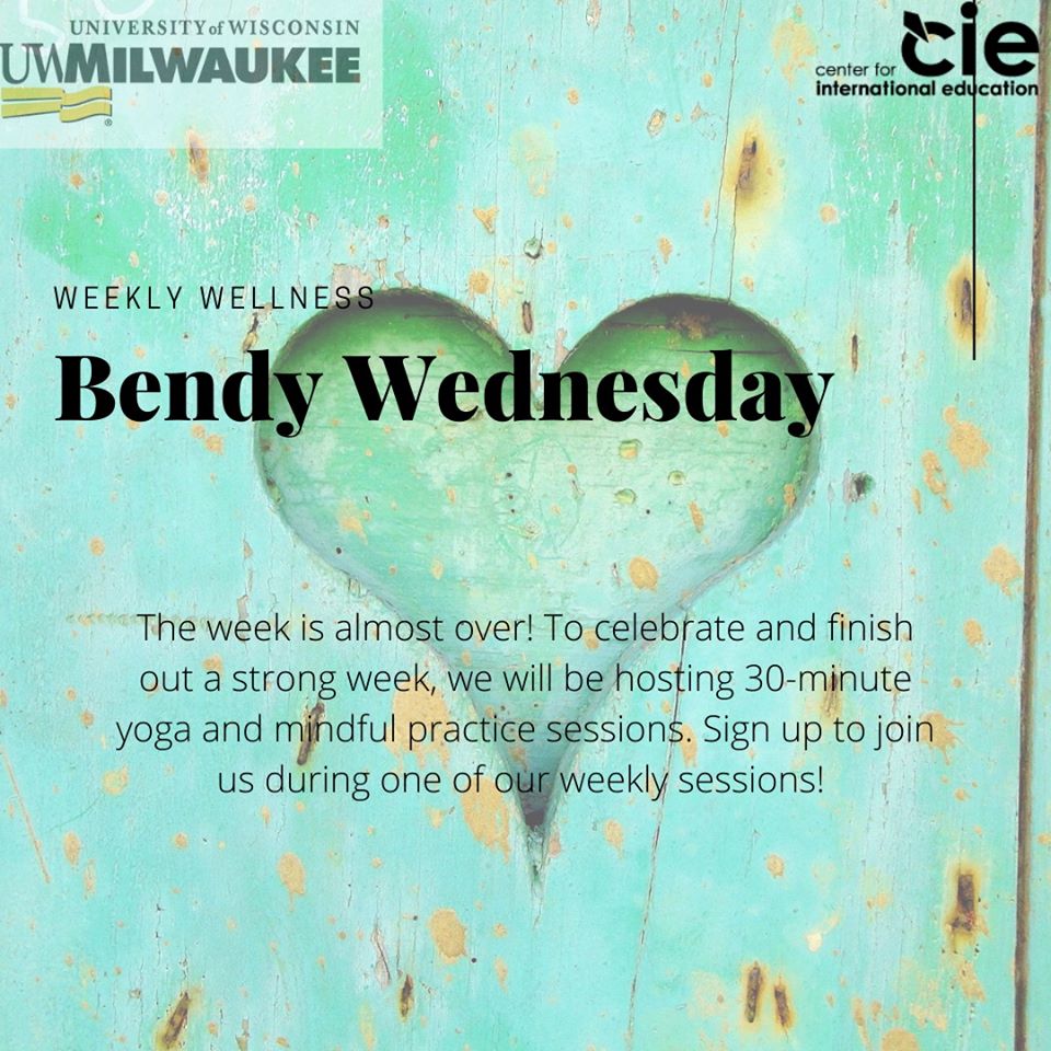 CIEUWM's tweet photo. Tomorrow is Wellness Wednesday! Join us for our 30-minute relaxation session! Sign up here ➡️ https://t.co/M0lWV0QwVq https://t.co/L1Yw0Bwolp