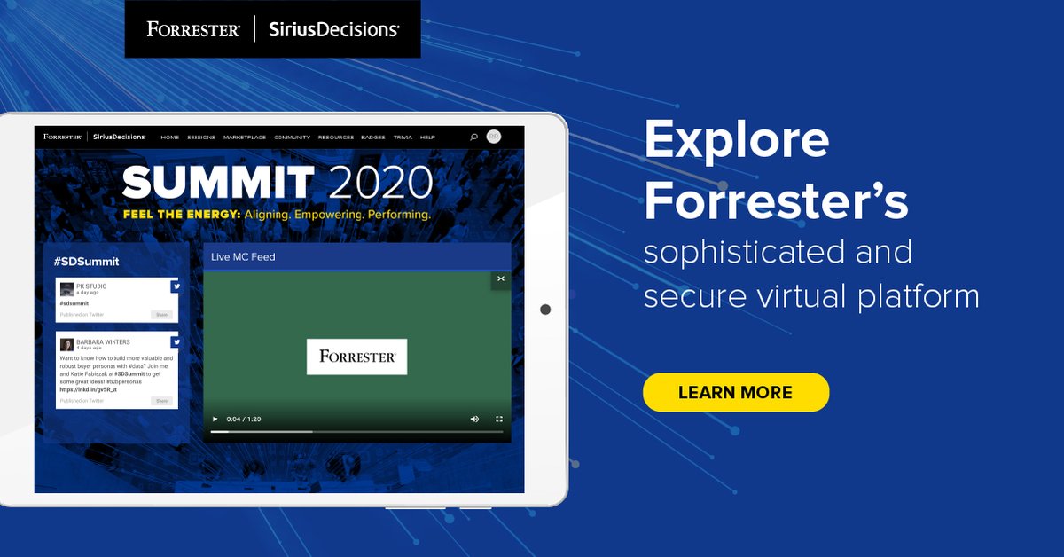 The @forrester user-friendly #SDSummit platform allows attendees to easily navigate within the virtual environment, connect with leading tech vendors, network with peers, and explore cutting-edge B2B research: forr.com/2tFncwz #ForrB2B