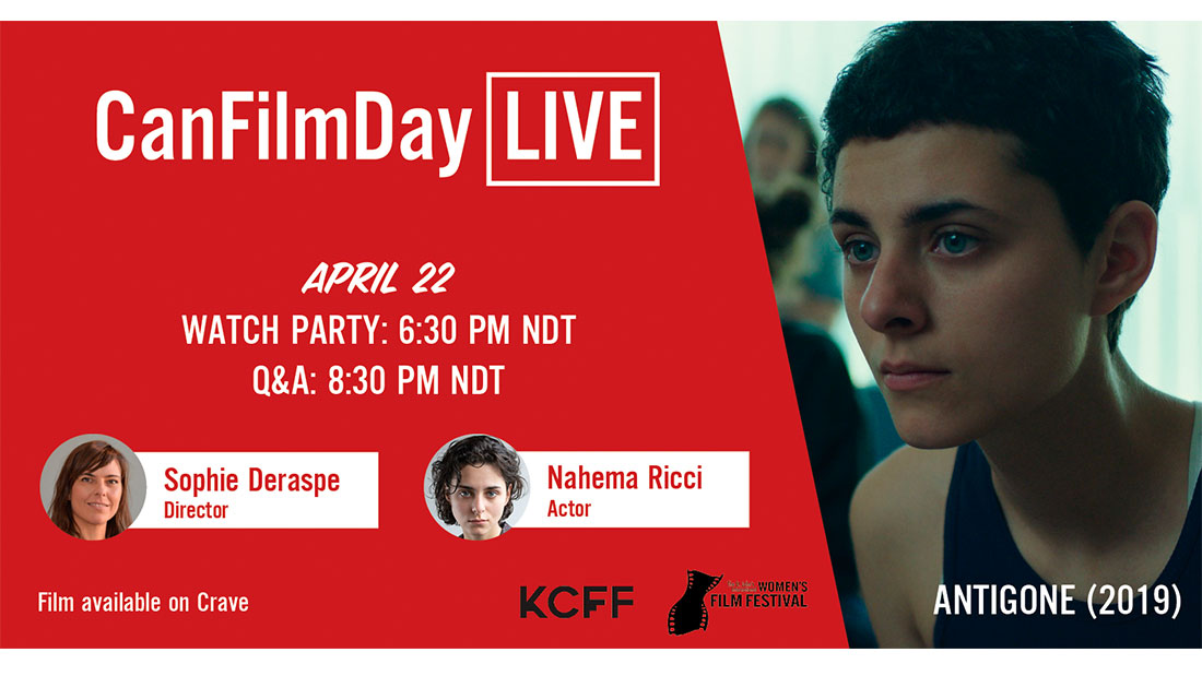 kingcanfilmfest's tweet photo. What are you doing for National Canadian Film Day (April 22)? We're co-presenting #KCFF20 opening night film ANTIGONE with @SJIWFF and @REELCANADA! Full "virtual Q&A" after the film #CanFilmDay @VisitKingston1 @Artsking Full info 👉 https://t.co/uwhsgb5uTe https://t.co/QyUfFPxuT4