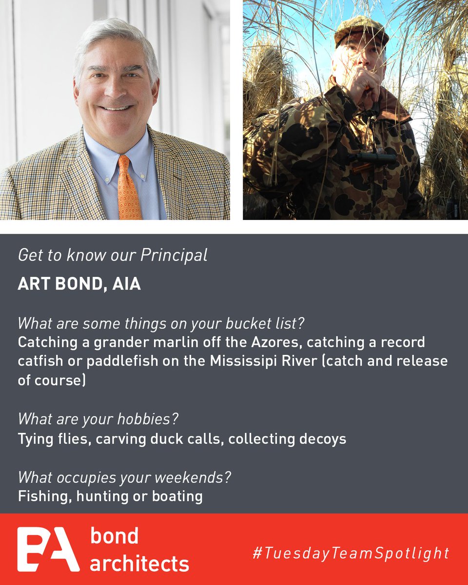 bondarchitects's tweet photo. Today's team spotlight needs no introduction. Art Bond, Principal, and avid outdoorsman! #TuesdayTeamSpotlight #stlarchitect #bondteam https://t.co/PShLqKktf6