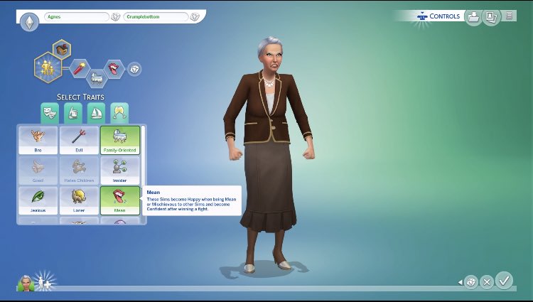 insecuresimmer's tweet photo. Itโs AGNES CRUMPLEBOTTOM! I got the idea yesterday & desperately wanted her in my game so she is now back for my sims world and yours ๐ Please share & Download her on the gallery with the ID - insecuresimmer #thesims #thesims4 #sims4 #simscreatorcommunity #simscas #knittingstuff https://t.co/Zu2lWhxxEh