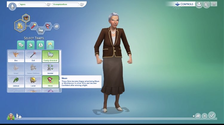 insecuresimmer's tweet photo. Itโs AGNES CRUMPLEBOTTOM! I got the idea yesterday & desperately wanted her in my game so she is now back for my sims world and yours ๐ Please share & Download her on the gallery with the ID - insecuresimmer #thesims #thesims4 #sims4 #simscreatorcommunity #simscas #knittingstuff https://t.co/Zu2lWhxxEh