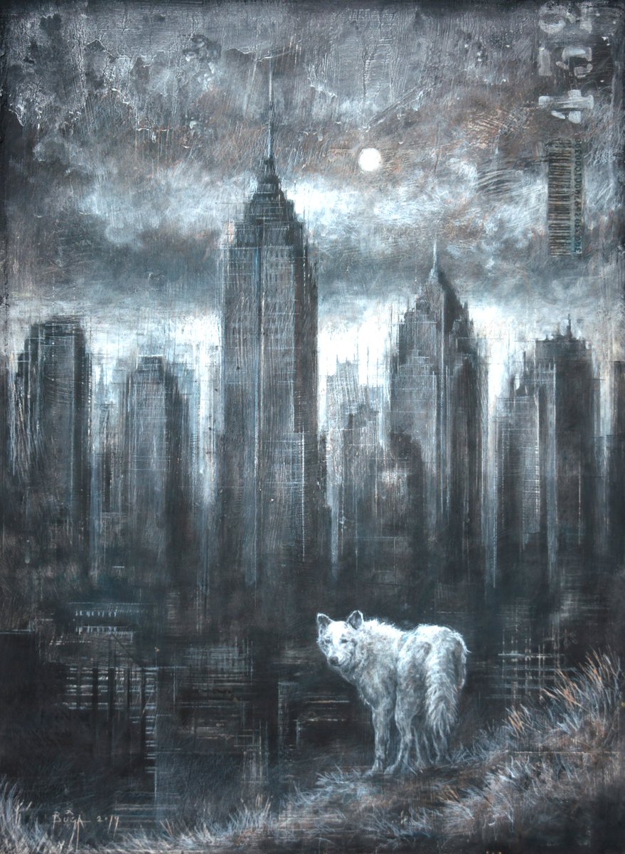 "Operatore Urbano" di Gabriele Buratti 🐺👉🏼bit.ly/2RXRtiV #Arte #Art #Wolf #Painting #Urban #City #ContemporaryArt #ArtGallery