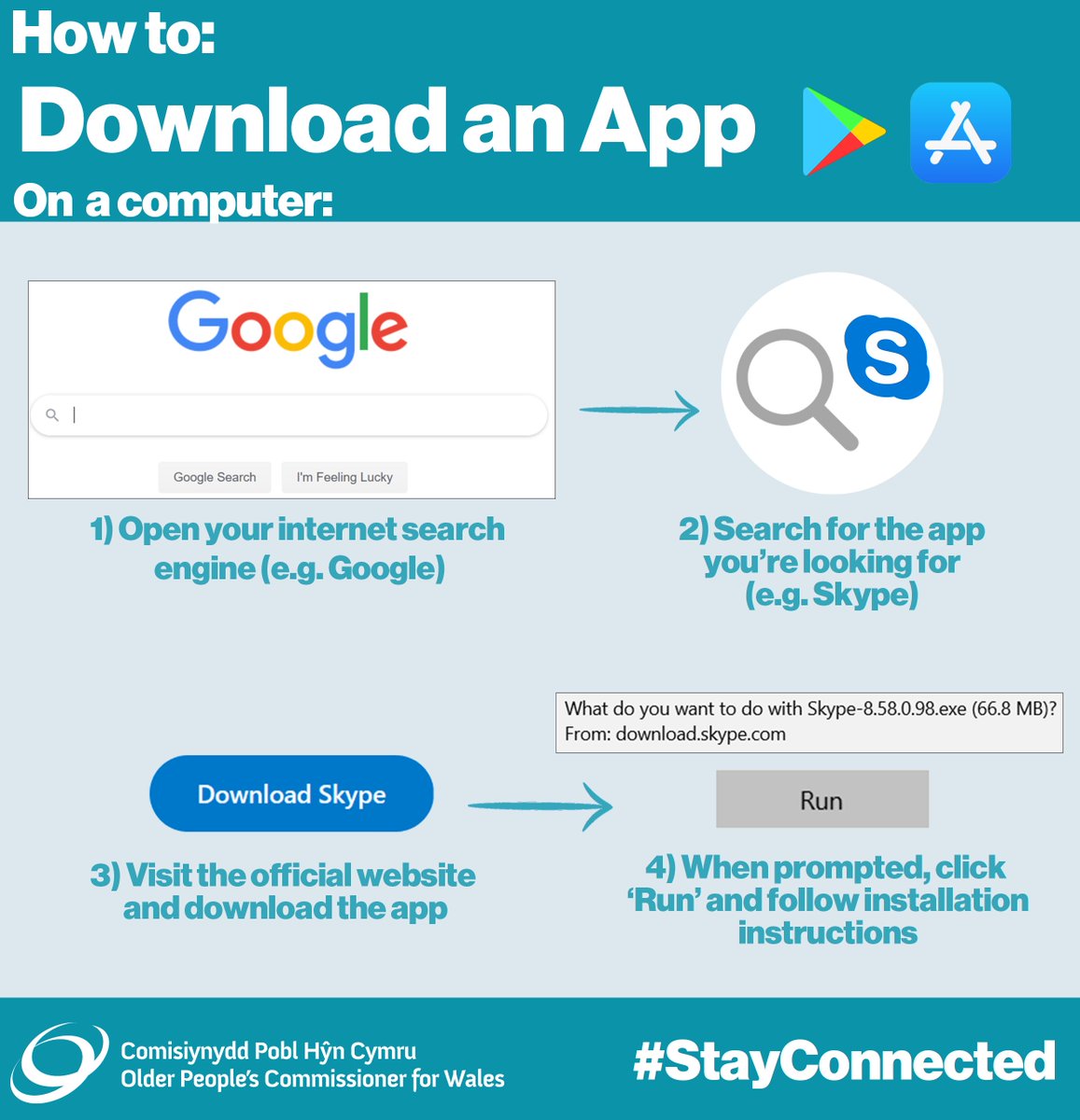 Take a look at our simple guide on how to download apps like Skype and WhatsApp onto your computer/mobile phone to help make sure you have everything you need to  #StayConnected during isolation: