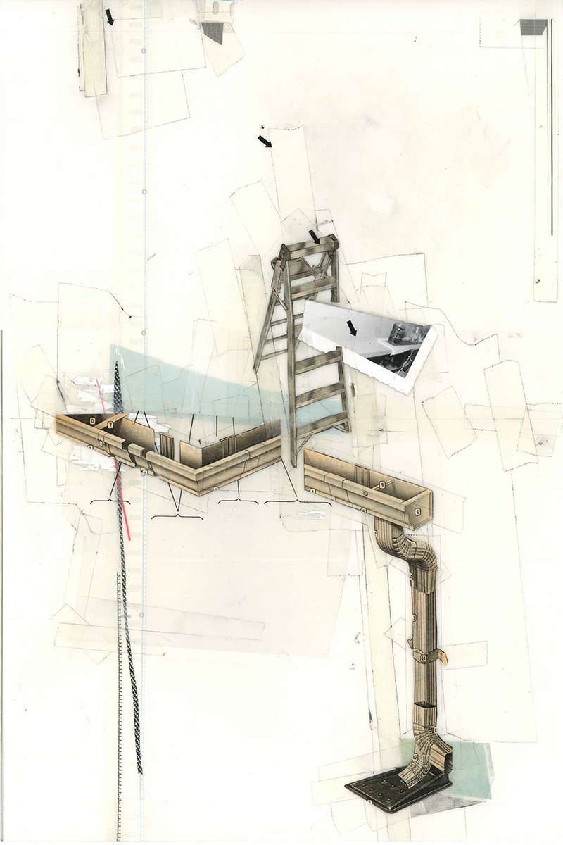 the emptiness spills over by Cory Peeke.Adhesive tapes of many varieties, found images, charcoal and mixed media on Dura-la. 18"x12".& #39;I stick stuff to other stuff and kid myself about the rest. @see_peekie on Instagram or   http://corypeeke.com .& #39;© Cory Peeke 2020. @CoryPeeke