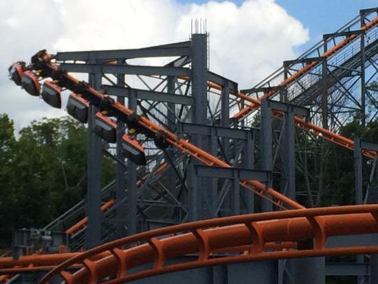 the bat (1993-present) is an arrow dynamics suspended coaster, but this time the turns are banked and its actually functional.