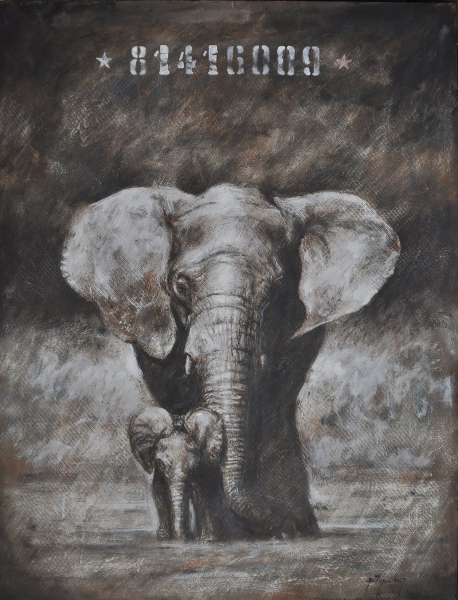 "Inquilini Possibili" di Gabriele Buratti 👉🏼 bit.ly/2yAg8Dy #Arte #Art #Painting #Elephant #ArtGallery #Rome #Roma #Animals #Elephants