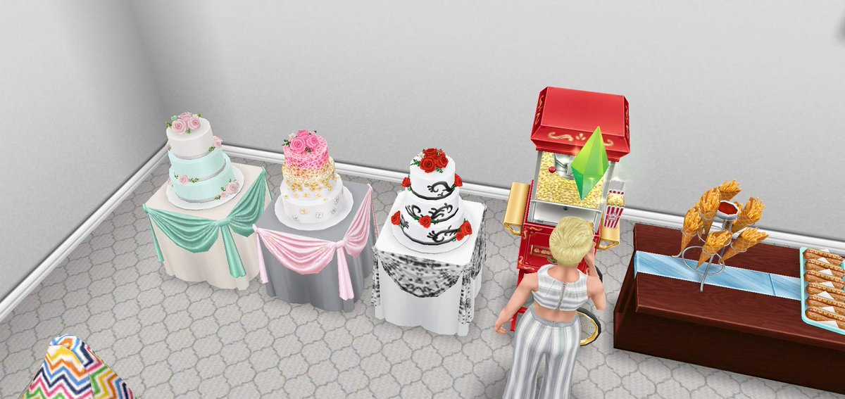 This is fun! We have fans, a mixer, a wall mounted phone, a popcorn machine and wedding cakes on a table