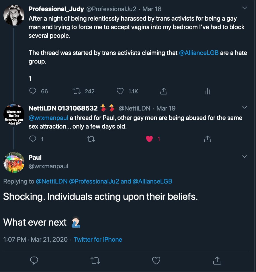 This tweet details the homophobia from Trans Activist who insist that Lesbian's like penis, and gay men vagina.After the initial post that will be done over a few days, I will update with new examples weekly. Feel free to link to it as needed.  #cottonceiling  #boxerceiling