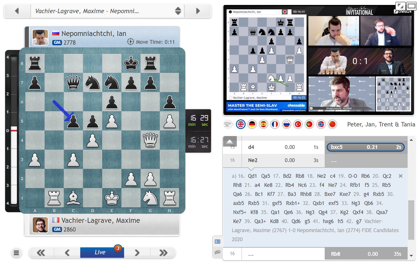 chess24 - MVL crushes Nepo's French Defence to become the co