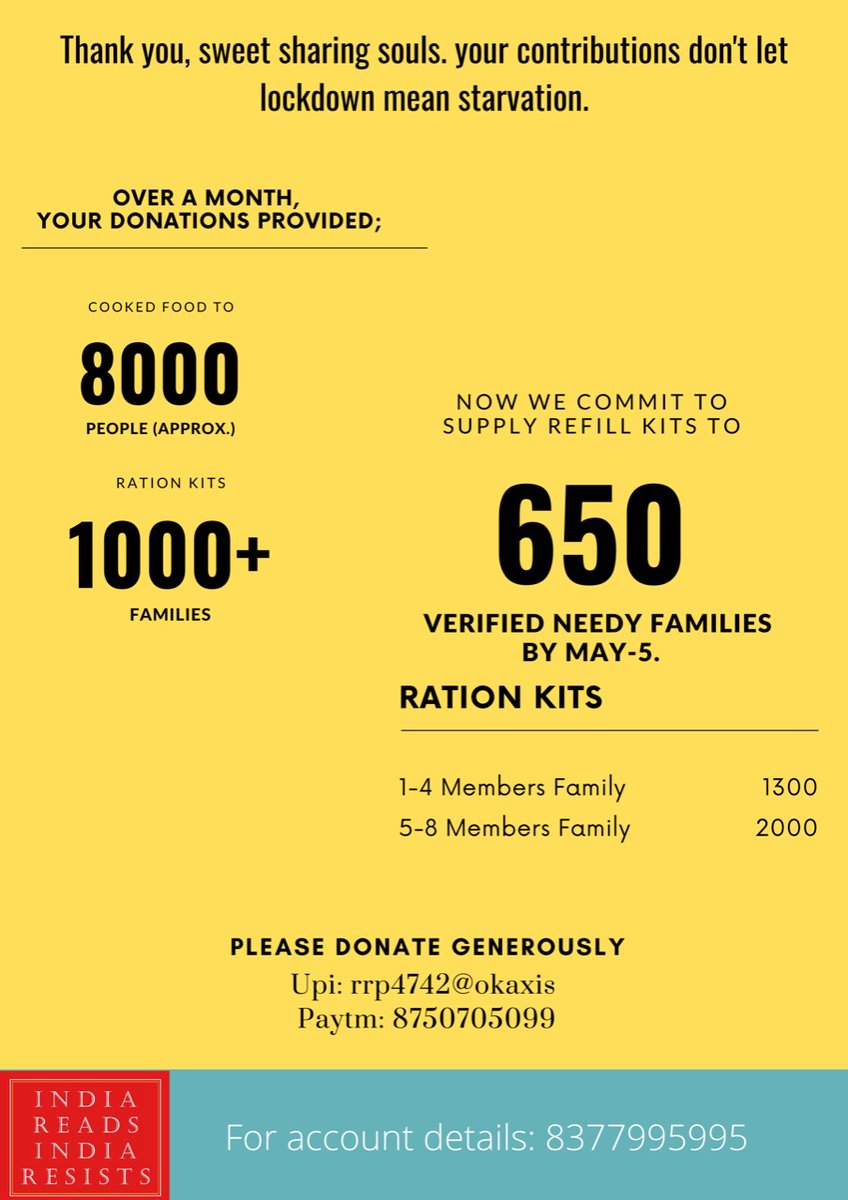 readforindia's tweet photo. Please Donate and Share to make sure that no one goes to sleep with an empty stomach.
#COVIDー19 #IndiaFightsCorona #Readforindia #coronavirus https://t.co/TX6C16dXdI