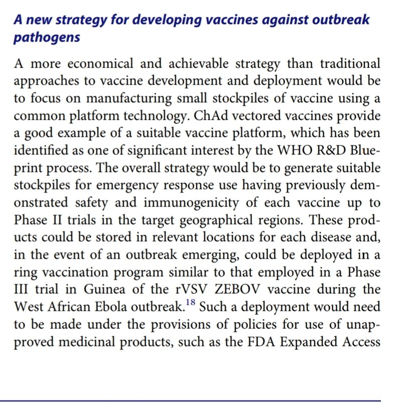 With the  #SarahGilbert  #JennerInstitute  #ChAd vectors in place for stockpiling, the  #CEPI  #WHO plot moved to even more savings, including bypassing legislation, licencing and national regulations.   #Epidemics  #SARSCoV2  #vaccines  #GatesFoundation