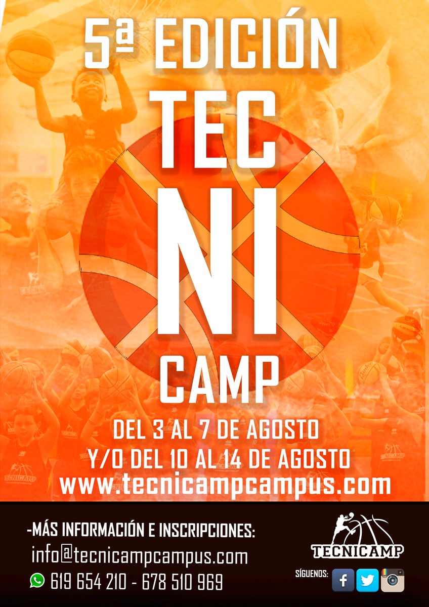 tecnicamp's tweet photo. Queridos campistas, seguimos trabajando con ganas e ilusión,para que nuestra 5ªedición siga adelante y disfrutemos más que nunca del🏀.
Vamos a esperar a que la situación prospere, para abrir inscripciones, pero de momento podéis reservar vuestras plazas: info@tecnicampcampus.com https://t.co/TKiR5qDGgF