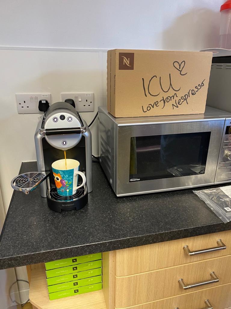 geeta_a's tweet photo. Thank you to @NespressoUK for the very kind and generous donation of SIX coffee machines and coffee pods for @RoyalSurrey. Very much appreciated. Thank you. @RSCHAnaesthesia @sharonvgiles @LornaSonley @OurRSFamily https://t.co/0U3mYNul4Z
