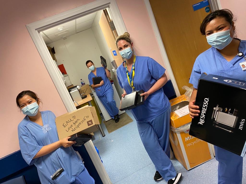 geeta_a's tweet photo. Thank you to @NespressoUK for the very kind and generous donation of SIX coffee machines and coffee pods for @RoyalSurrey. Very much appreciated. Thank you. @RSCHAnaesthesia @sharonvgiles @LornaSonley @OurRSFamily https://t.co/0U3mYNul4Z