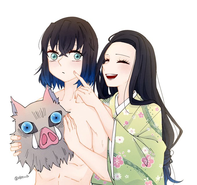 みすとさんがTwitterに投稿した嘴平伊之助(鬼滅の刃)のイラスト。