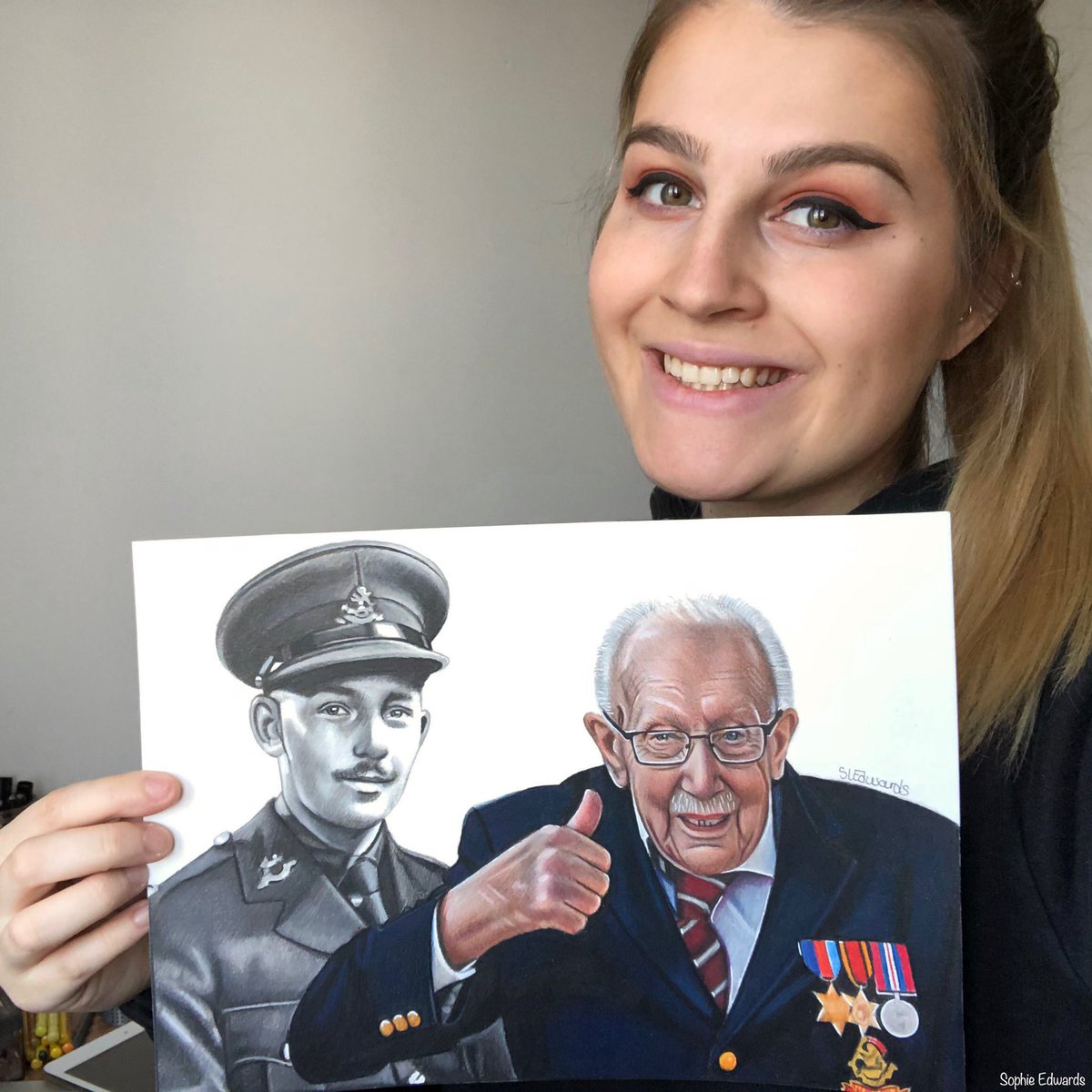 creative_a_r_t's tweet image. My drawing of Captain Tom Moore. Would appreciate if everyone can share this, I am hoping to somehow get my drawing to him 😊 @captaintommoore @piersmorgan
