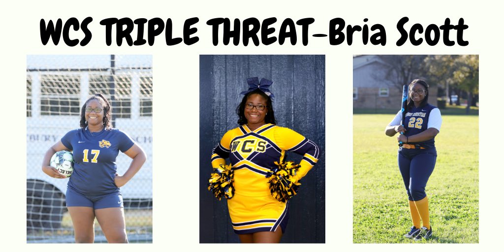 WCSwildcats1's tweet photo. We want to honor one of our triple threat athletes, Bria Scott. She excelled in cheer, soccer, and softball. https://t.co/GzterFSUNJ