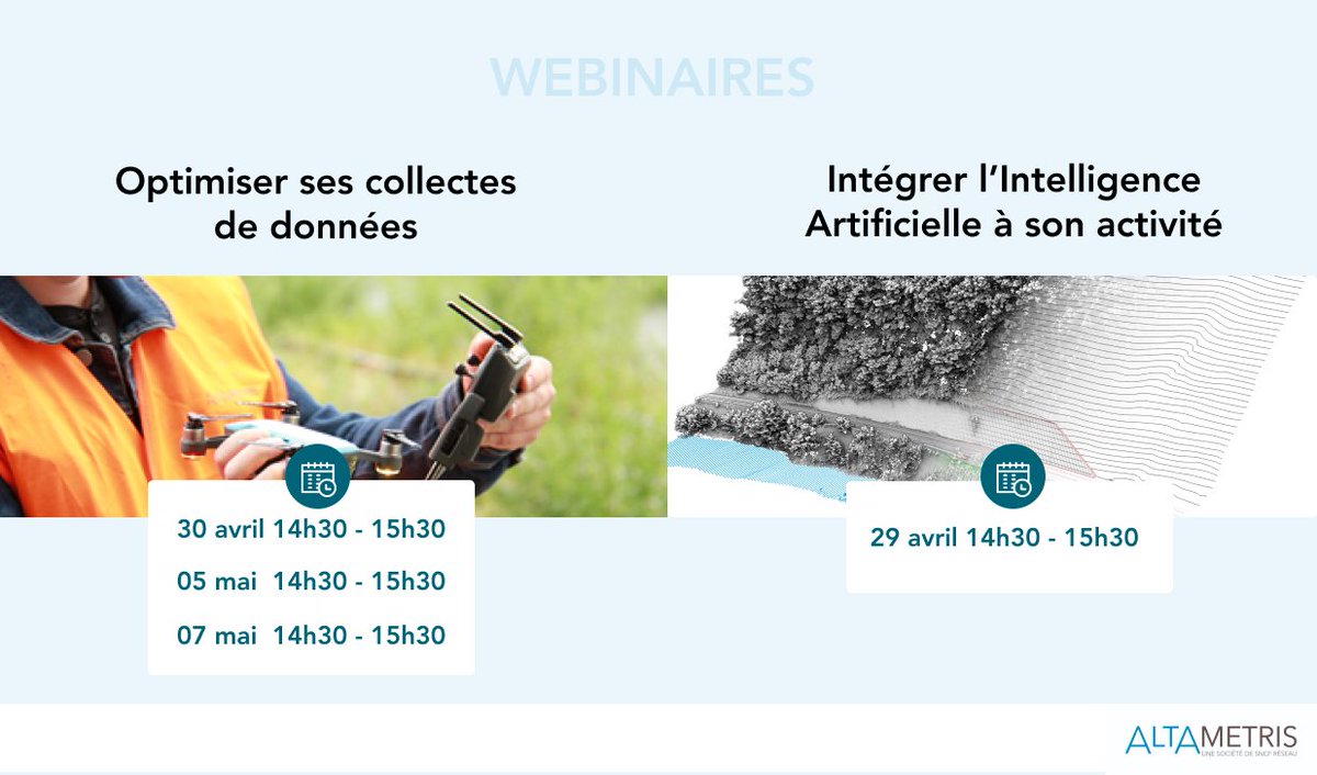 #IntelligenceArtificielle #Data #drones #DigitalAssetManagement ces sujets vous intéressent ?
 
💻Pendant le #confinement, nous animons des #webinaires dédiés à l'application de nos technologies chez <a href="/SNCFReseau/">SNCF Réseau</a> 

Inscrivez-vous pour y participer 👉altametris.clickmeeting.com