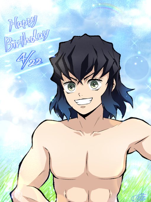 いお葉さんがTwitterに投稿した嘴平伊之助(鬼滅の刃)のイラスト。