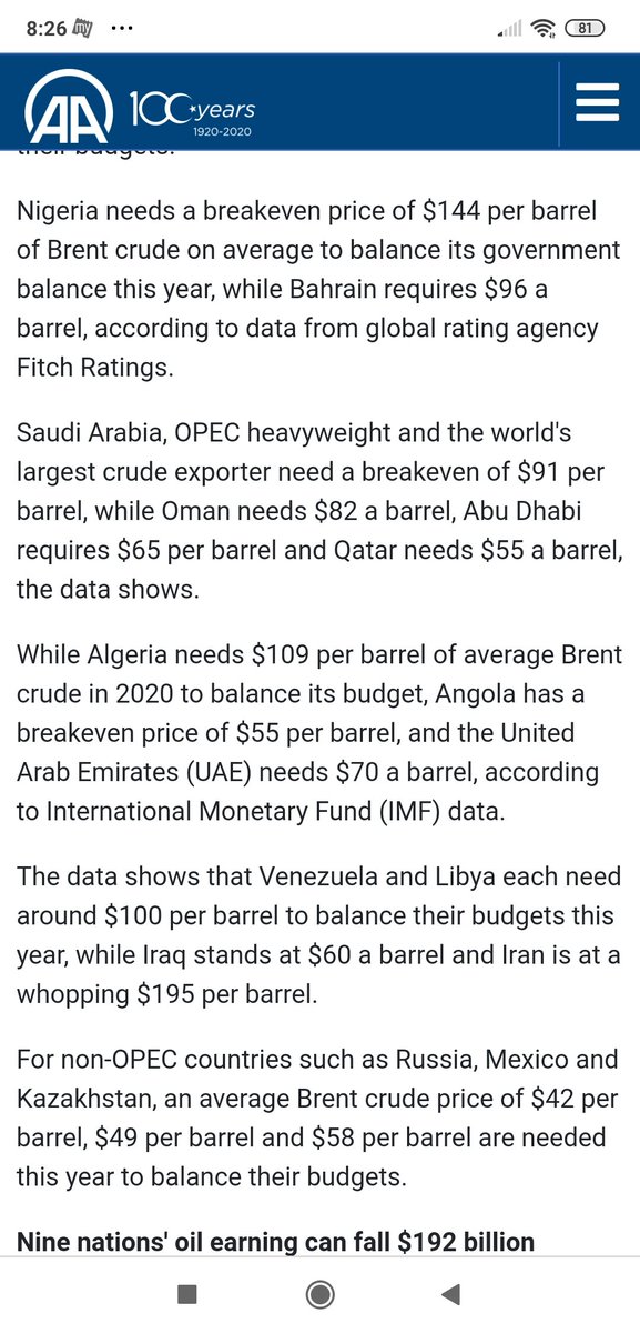 Many  #MiddleEast economies could collapse .While this could be positive wrt spread of Wahhabi fundamentalism it will in the medium term cause governments that have so far controlled the virulent  #Jihadis from complete pandemonium to collapse.That will be problematic!