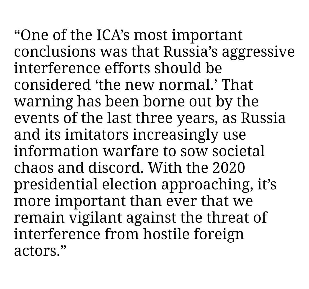 Committee Chairman  @SenatorBurr: "The ICA reflects strong tradecraft, sound analytical reasoning, and proper justification of disagreement in the one analytical line where it occurred.“The Committee found no reason to dispute the Intelligence Community’s conclusions."