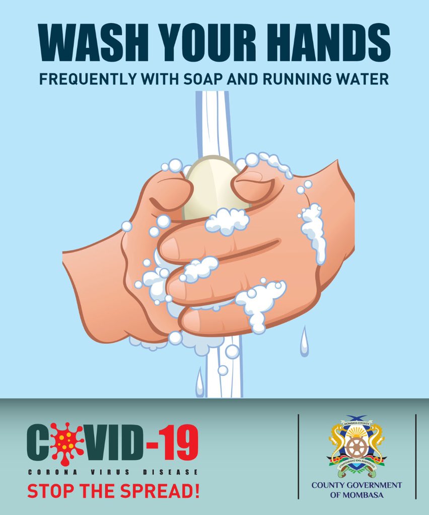 DoHMombasa's tweet photo. It’s import to NOTE that #COVID19 has no cure BUT we can collectively reduce its spread by 

•Washing hands regularly 
. Observing social distance 
•Sanitize
•Wearing masks 
•Stay home where possible
•Avoid Shaking hands /hugging 
#epukacorona | @MOH_Kenya @HassanAliJoho https://t.co/XnkXAbbhH4