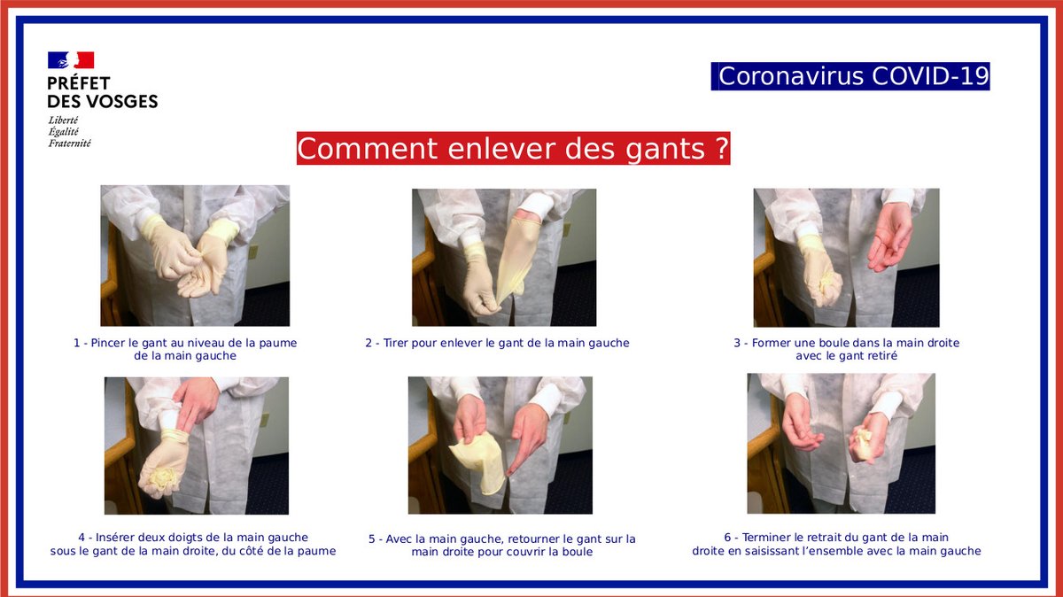 #COVID_19

Savez-vous :
👉 comment mettre et enlever un masque ❓
👉 comment enlever des gants ❓
⚠️ Et surtout : ne jetez pas vos masques et gants usagés n’importe où (par terre ou dans les poubelles publiques) … jetez les dans votre poubelle à ordures ménagères chez vous 🏠 ❗️