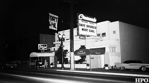 HP_Oliver's tweet photo. #LifeOnTheStrip: Dave Brubeck and Mort Sahl are opening Friday at the Crescendo on the Strip (8572 Sunset). The Strip was home to the "Modern Jazz" of the 1950s. (1958) [Image WAPA &amp; HPO] https://t.co/4LXbe2fUIF
