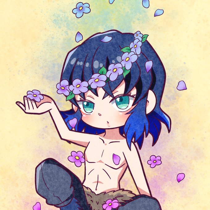 かなえさんがTwitterに投稿した嘴平伊之助(鬼滅の刃)のイラスト。