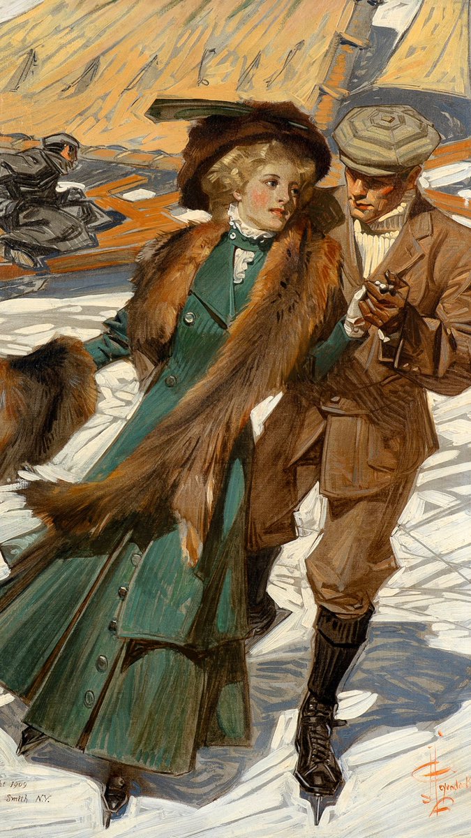 J. C. Leyendecker1 — Man and Woman Dancing 2 — Ice Skaters 3 — Men Reading 4 — Advertisement for Arrow Dress Shirts and Collars