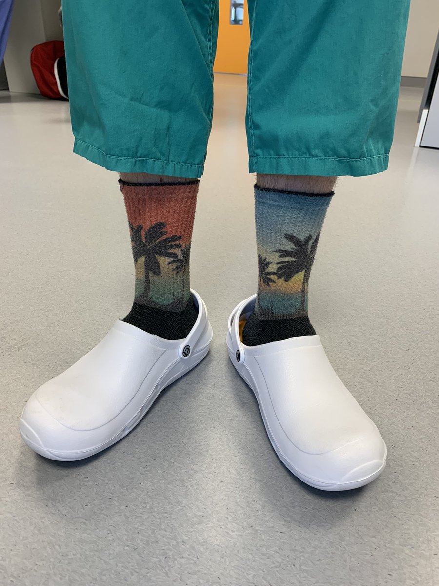 rh2sthstacieh's tweet photo. There was an initial theme to today’s ‘socks in the crocs’........ with a visit from Dr Elliott in his happy socks too! 🙋♀️👍🏼 #vickers2 #socksinthecrocs #teamwork https://t.co/bB3w8qm5kE