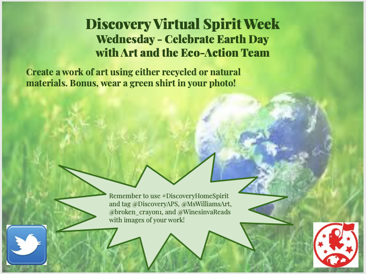 Wednesday's #DiscoveryHomeSpirit day celebrates #EarthDay with art!