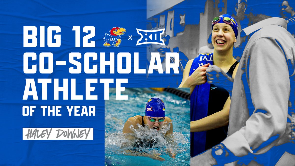 KUSwimDive's tweet photo. 🗣️𝓒𝓸𝓷𝓰𝓻𝓪𝓽𝓾𝓵𝓪𝓽𝓲𝓸𝓷𝓼 are in order‼️ 

@haleydowneyy has been named the Women’s Swimming and Diving Co-Scholar Athlete of the Year❕

𝑹𝒆𝒍𝒆𝒂𝒔𝒆→https://t.co/1Oi8AJsRHR

#RockChalk | #KUswimdive https://t.co/UQF5y8EQH2