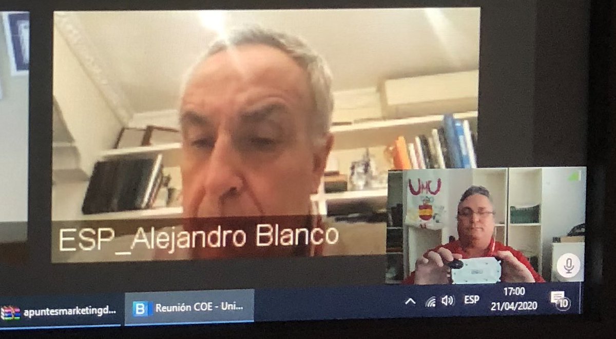 Ahora reunión por videoconferencia con <a href="/COE_es/">Comité Olímpico Español</a> <a href="/COE_Presidente/">Alejandro Blanco</a> <a href="/blazquezbalonma/">Paco Blázquez García</a> e Isabel Garcia para exponerles las 27 medidas para la recuperación de las entidades deportivas ante la crisis #COVIDー19
