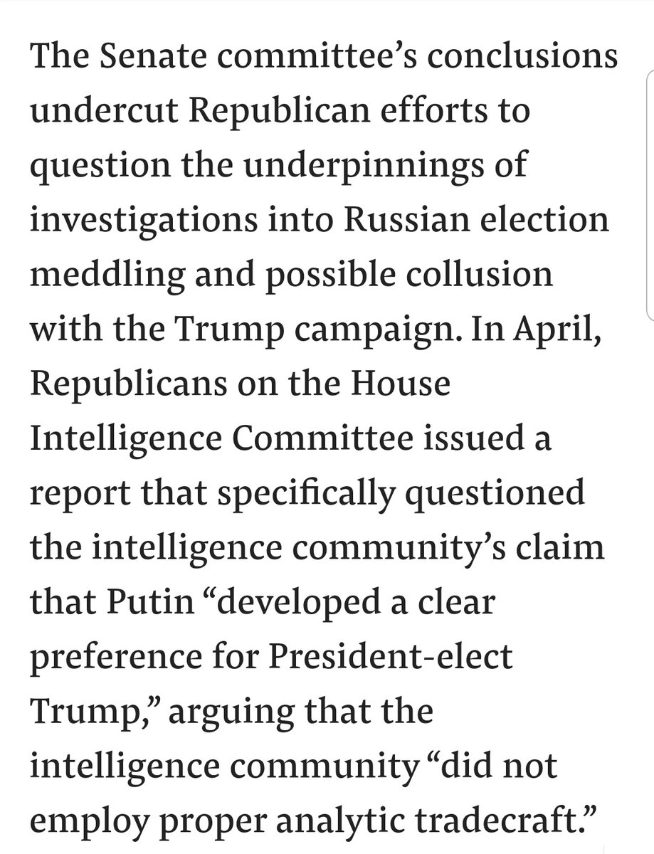 Reminder: In 2018, the committee released a summary of this report confirming that they had endorsed the findings of the ICA -- contradicting Republicans on the House Intelligence Committee. https://www.buzzfeednews.com/article/emmaloop/senate-intel-contradicts-house-republicans-on-russia