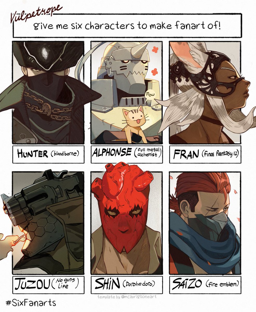 Did the #6fanarts challenge...! expect a part 2 because they were really fun to do! 