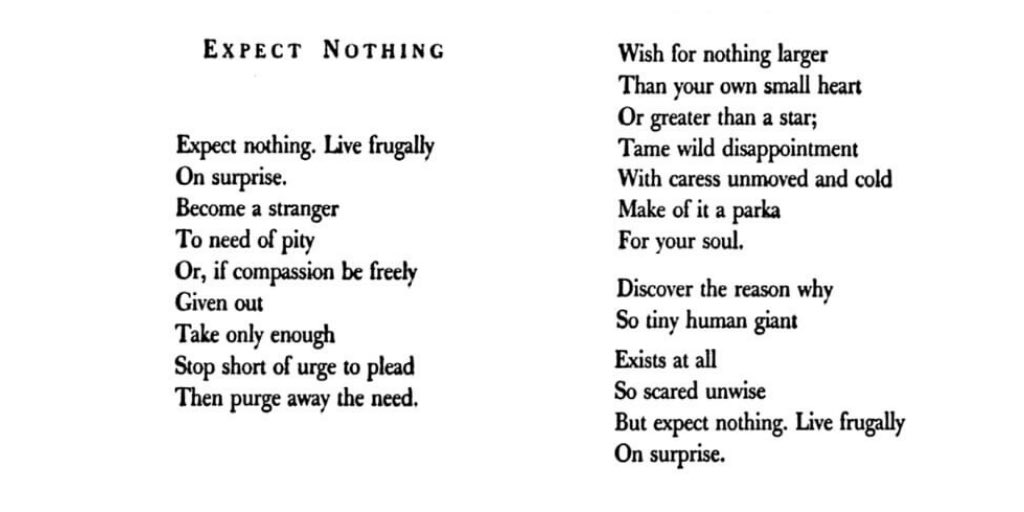 #nationalpoetrymonth
poem for April 21st
"Expect Nothing" by Alice Walker
